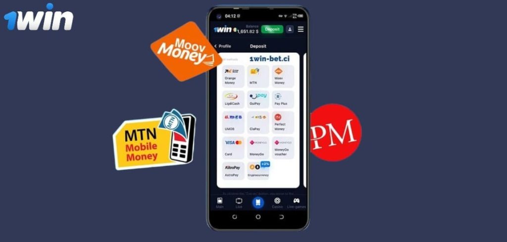 Dépôt, retrait et options de paiement sur 1win