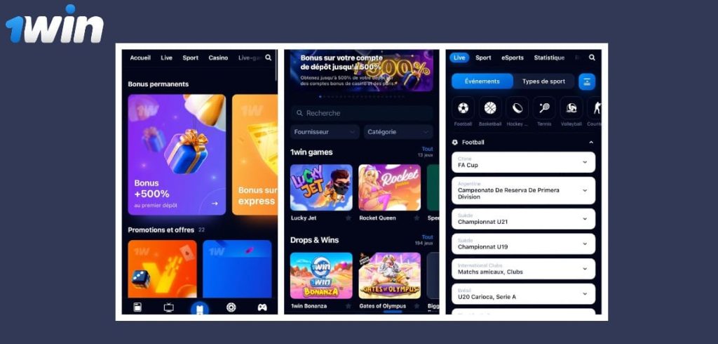 Paris sportifs sur l'application 1Win
